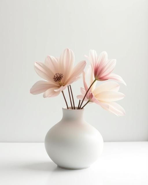 Composizione floreale moderna e minimale in un vaso di design