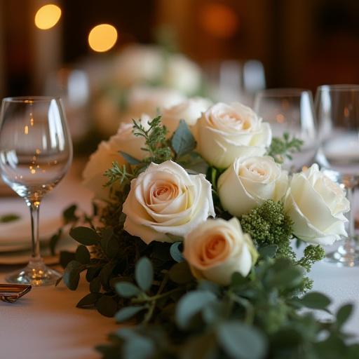 Allestimento floreale per un tavolo di matrimonio